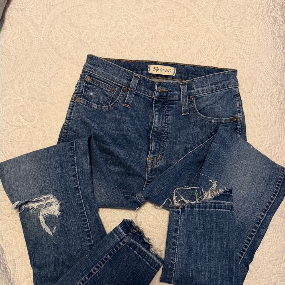 Madewell Women's Distressed Blue Boyfriend Jeans